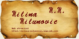 Milina Milunović vizit kartica